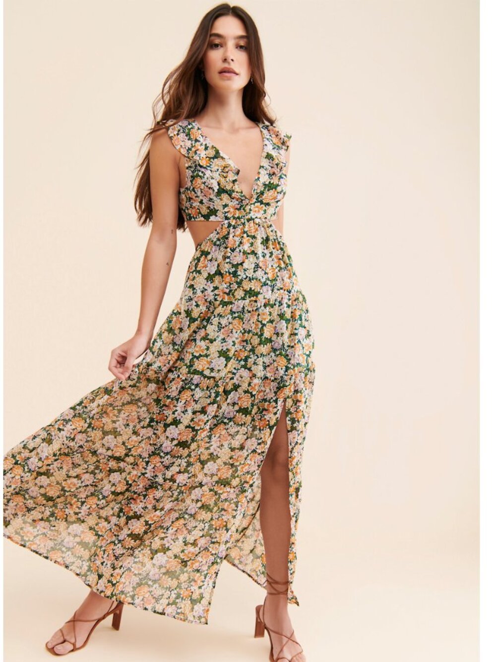 ASTR the Label Maxi Floral Cutout Dress Size Medium